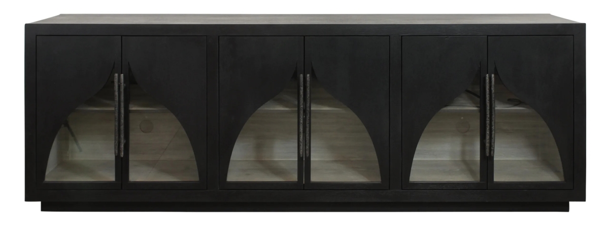 59209003 Kate 6-Door Sideboard with Solid Wood, Oak, Iron Handles - Dark Brown
