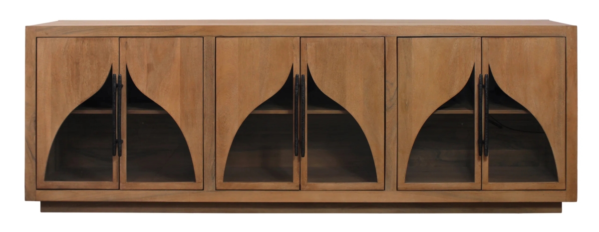 59209004 Kate 6-Door Sideboard with Solid Wood, Acacia, Iron Handles - Natural