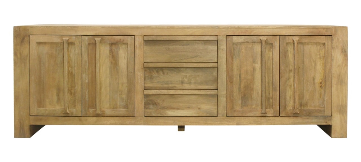 59009014 Jaden Sideboard 3 Drawers, 4 Doors on Metal Glides & 4 Doors in Distressed Natural on Mango Wood