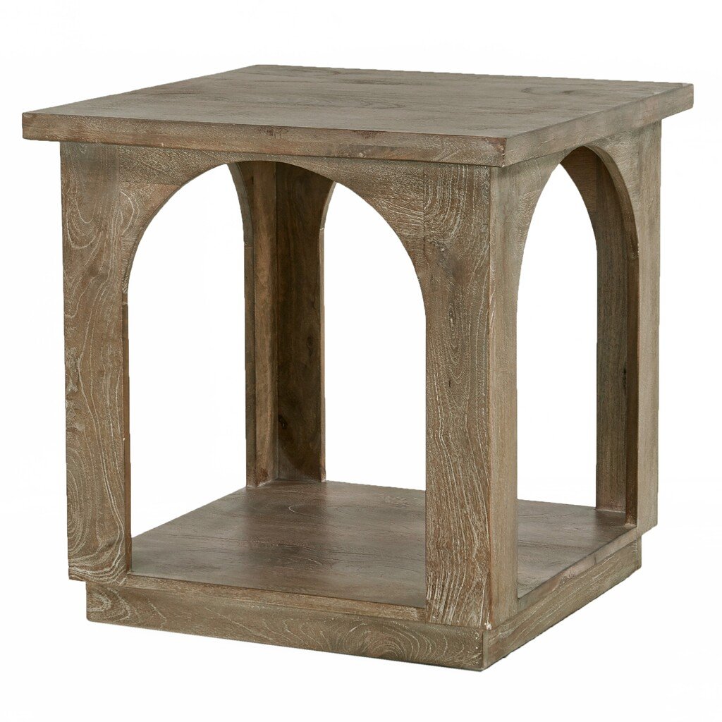 75204002 Archie Solid Wood End Table in Antique Brown, 2 Step