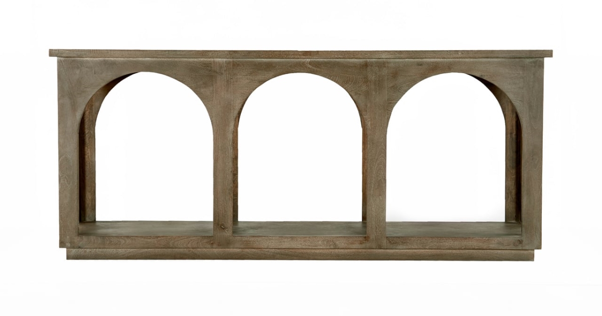 75205002 Archie Solid Wood Console Table in Antique Brown, 2 Step