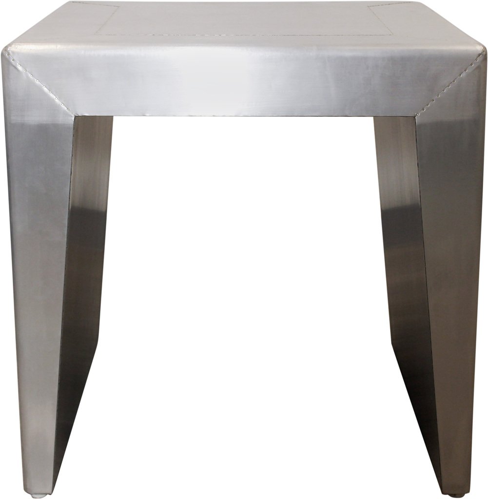 57004001 Pilot Huxley End Table with Aluminum Metal Cladding Solid Wood, Silver