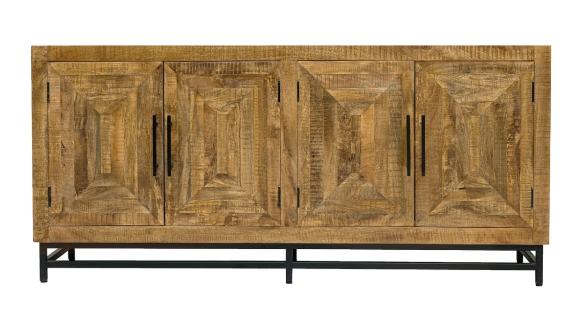 92309001 Stanton 4 Door Mango Wood Sideboard Iron Base, Natural