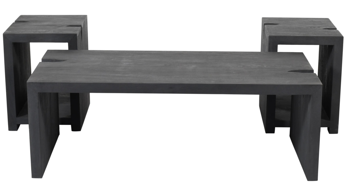 95203004 Argyle Cocktail Table Set Stained Reclaimed Wood - Dark Gray - 3 Piece