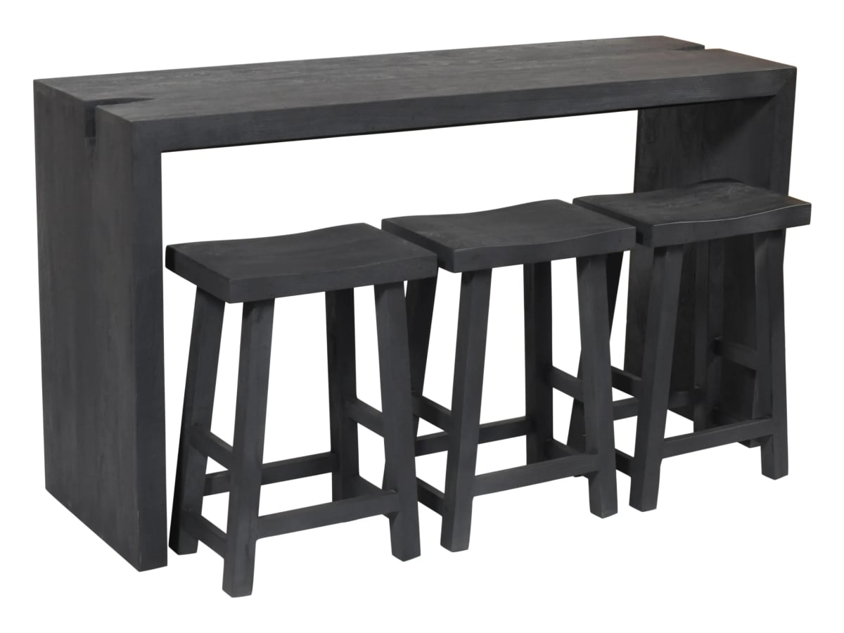 95206002 Argyle Counter Height Table Set Stained Reclaimed Wood - Dark Gray - 4 Piece