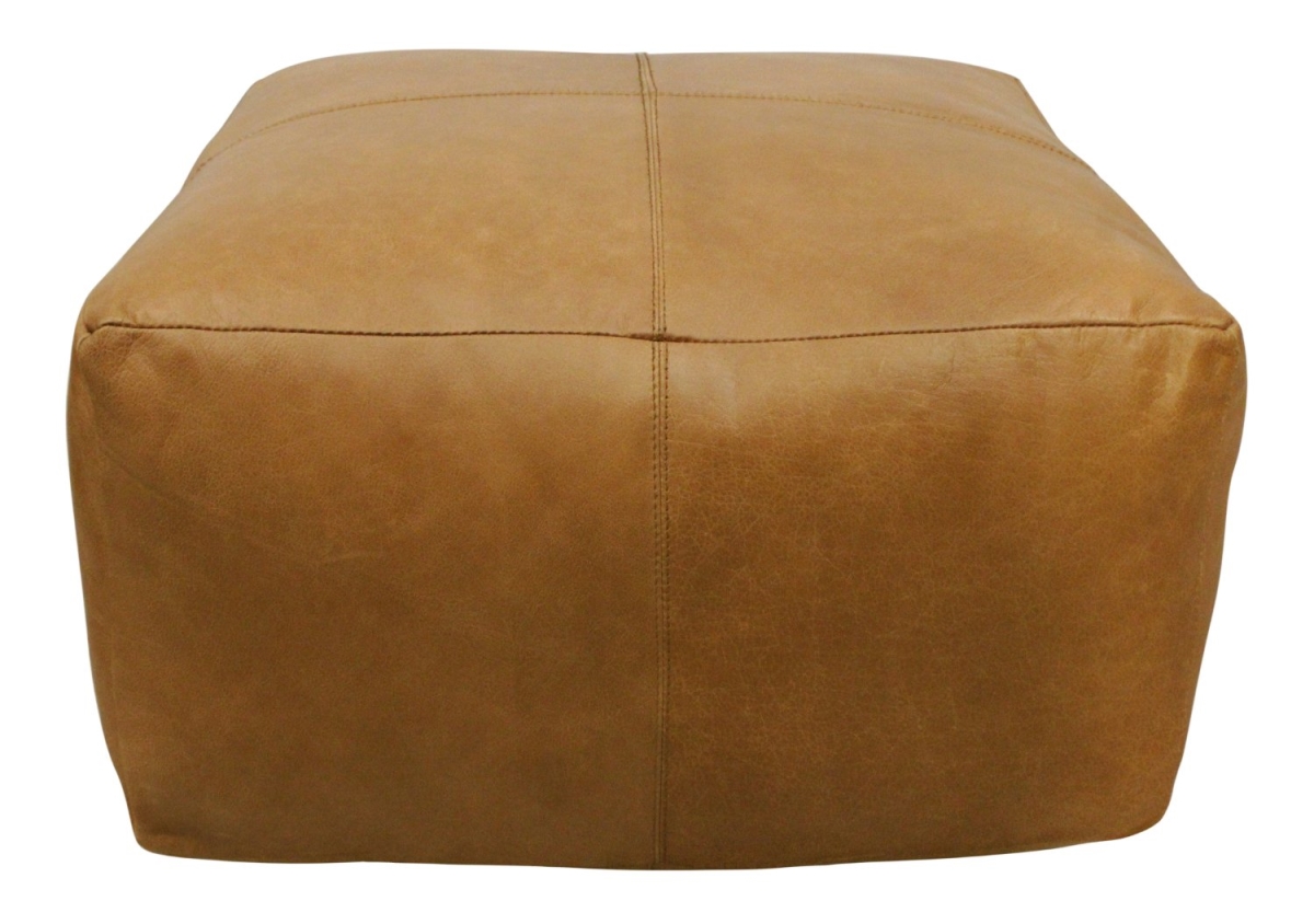 94010021 Batton Leather Pouf in Caramel