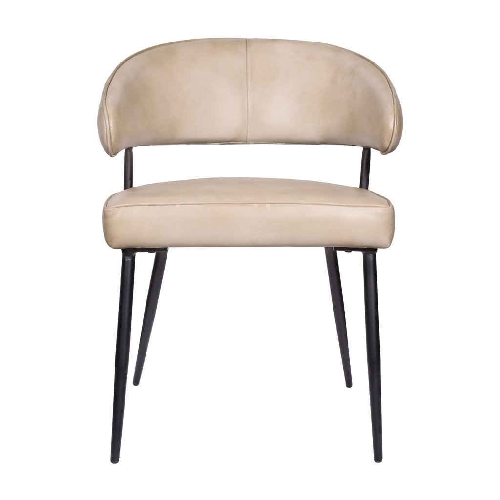 94011066 Barbara Genuine Leather Side Chair, Stone