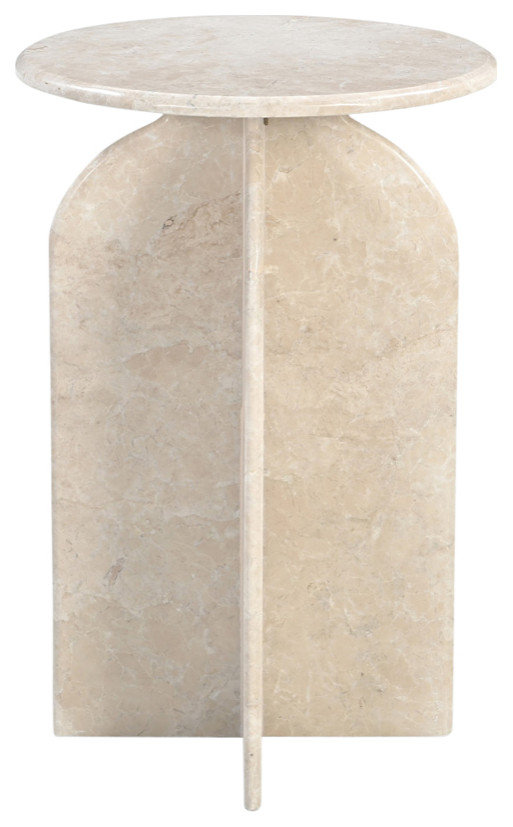 82104001 Arden Side Table in Light Italian Marble, Cream