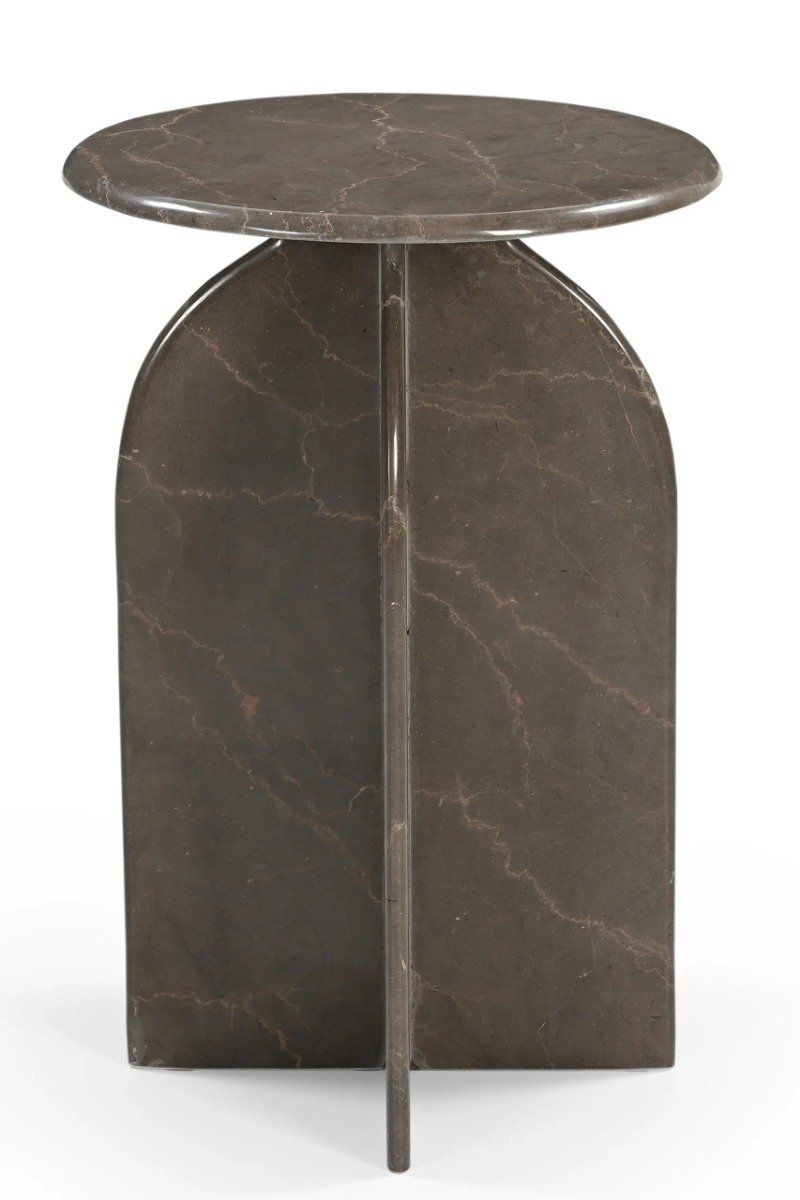 82104002 Arden Side Table in Dark Italian Marble, Brown