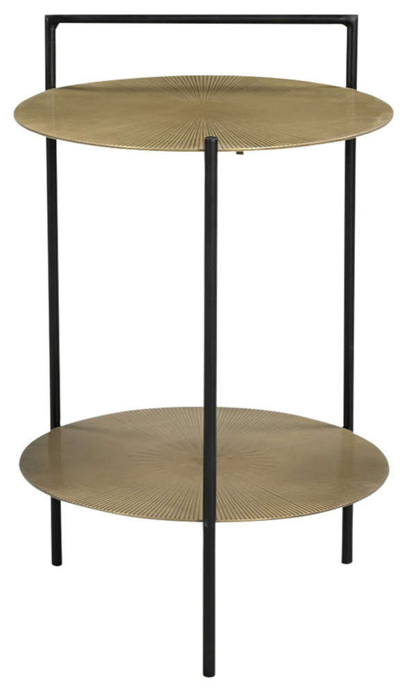 63104007 Benji Iron Side Table in Textured Brass & Black