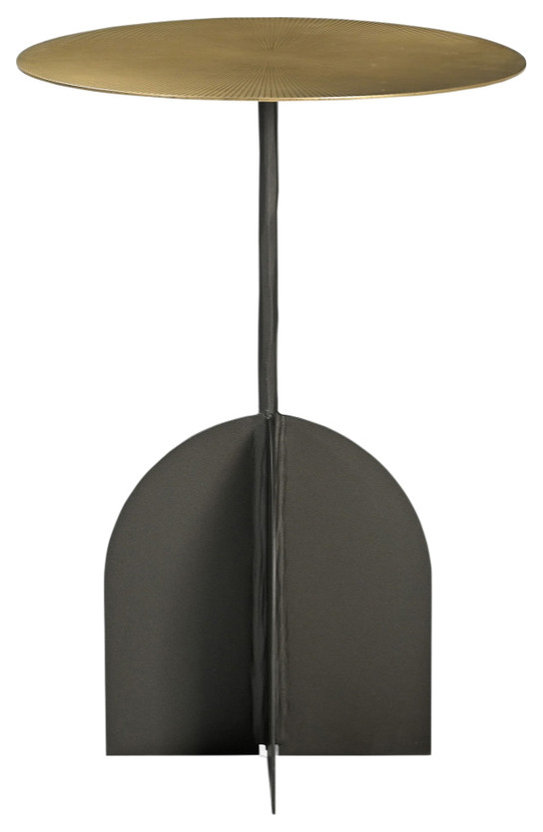 63104008 Galahad Iron Side Table in Textured Brass & Black