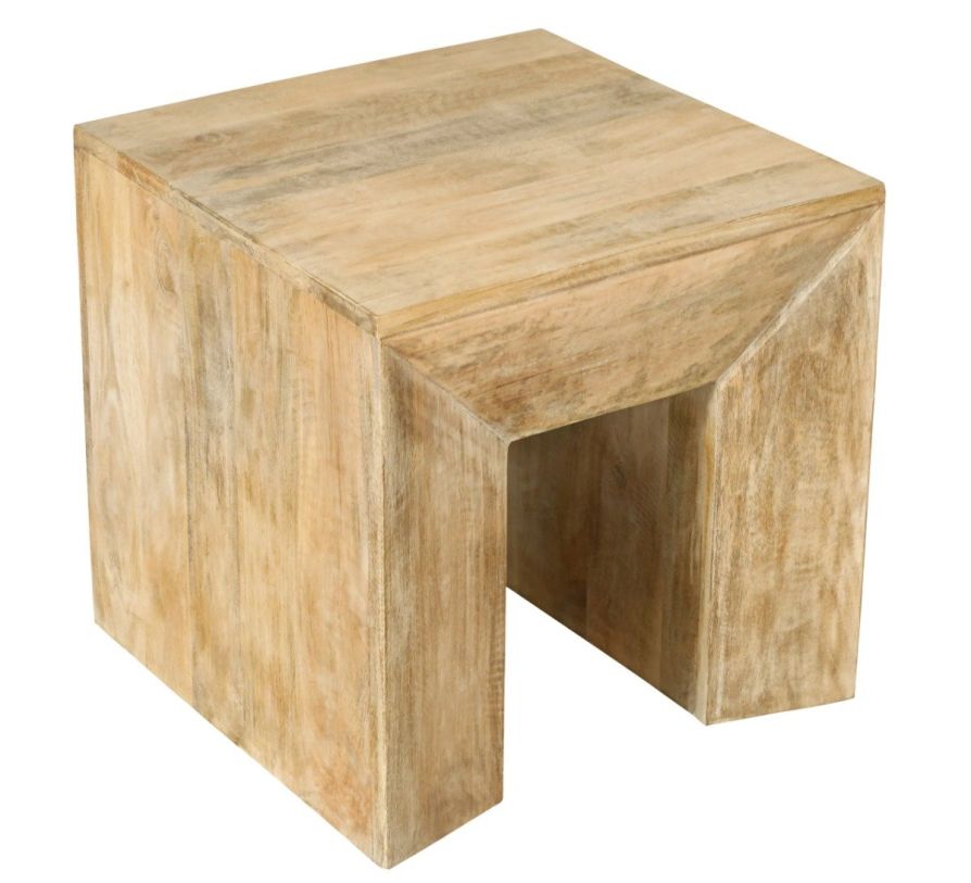 99204001 20 x 20 x 20 in. Goliath Solid Mango Wood End Table, Natural