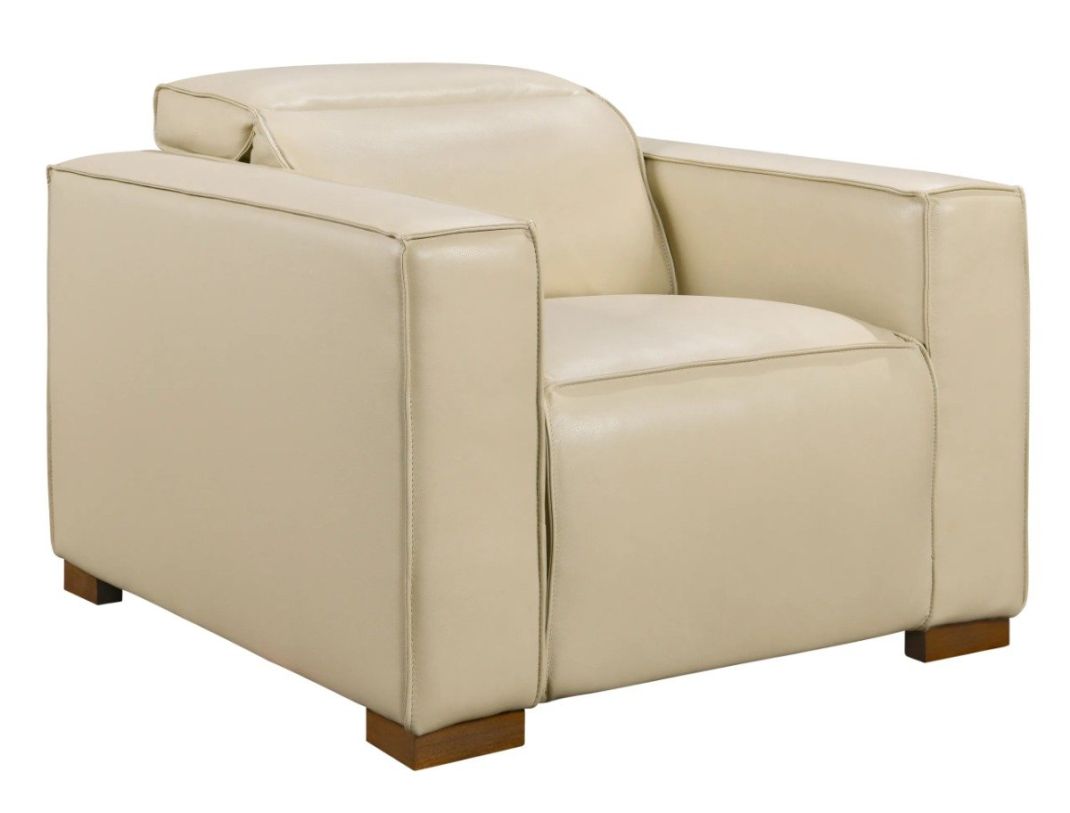 88023102 29 x 38.5 x 41 in. Rise Holme Reclining Lounge Chair with Spice Tan Legs & Full-Leather, Beige