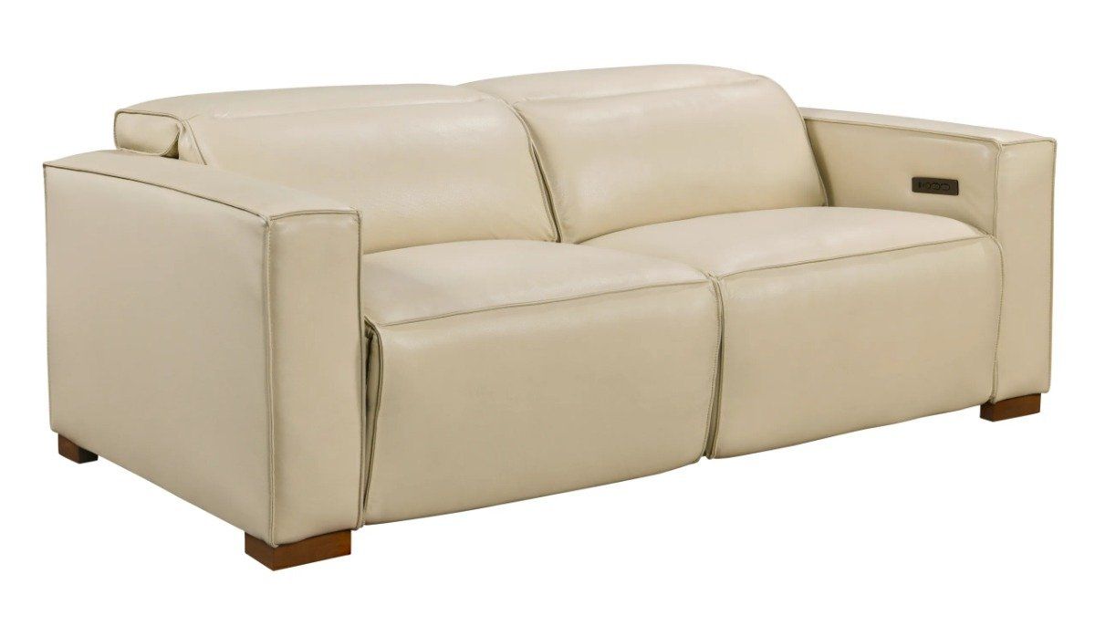 88023105 29 x 81 x 41 in. Rise Holme Reclining Sofa with Spice Tan Legs & Full-Leather, Beige