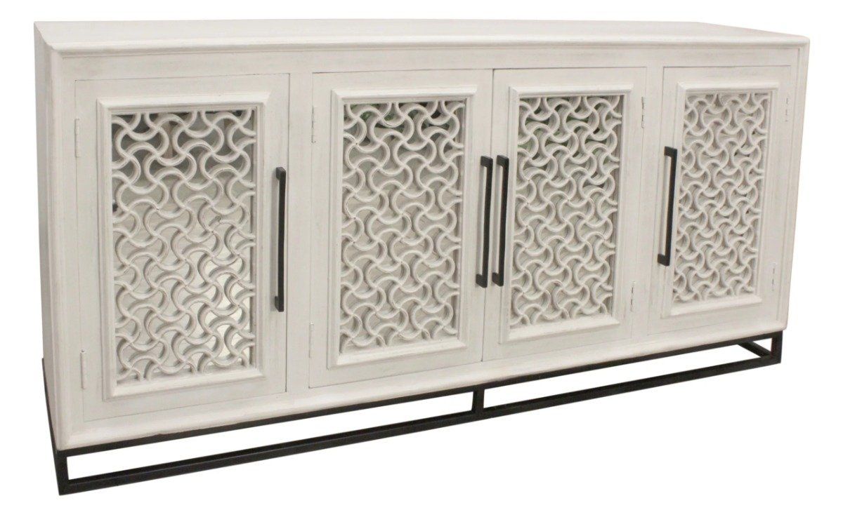 43009054 38 x 76 x 17 in. Juno 4-Door Sideboard, Distressed White