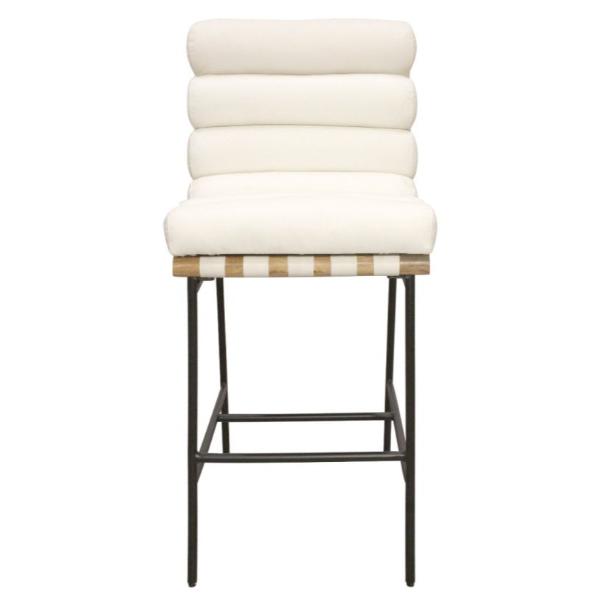 94011081 45 x 22 x 26 in. Layla Leather Bar Stool, Ivory