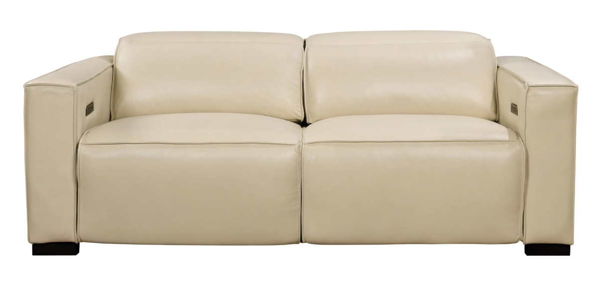 BLK88023105 Riseholme Reclining Full-Leather Sofa with Legs - Black & Beige