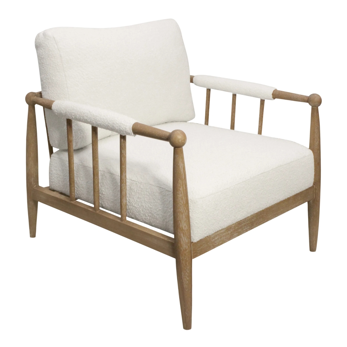88023094 Venus Lounge Chair Boucle on Natural Solid Wood - Ivory