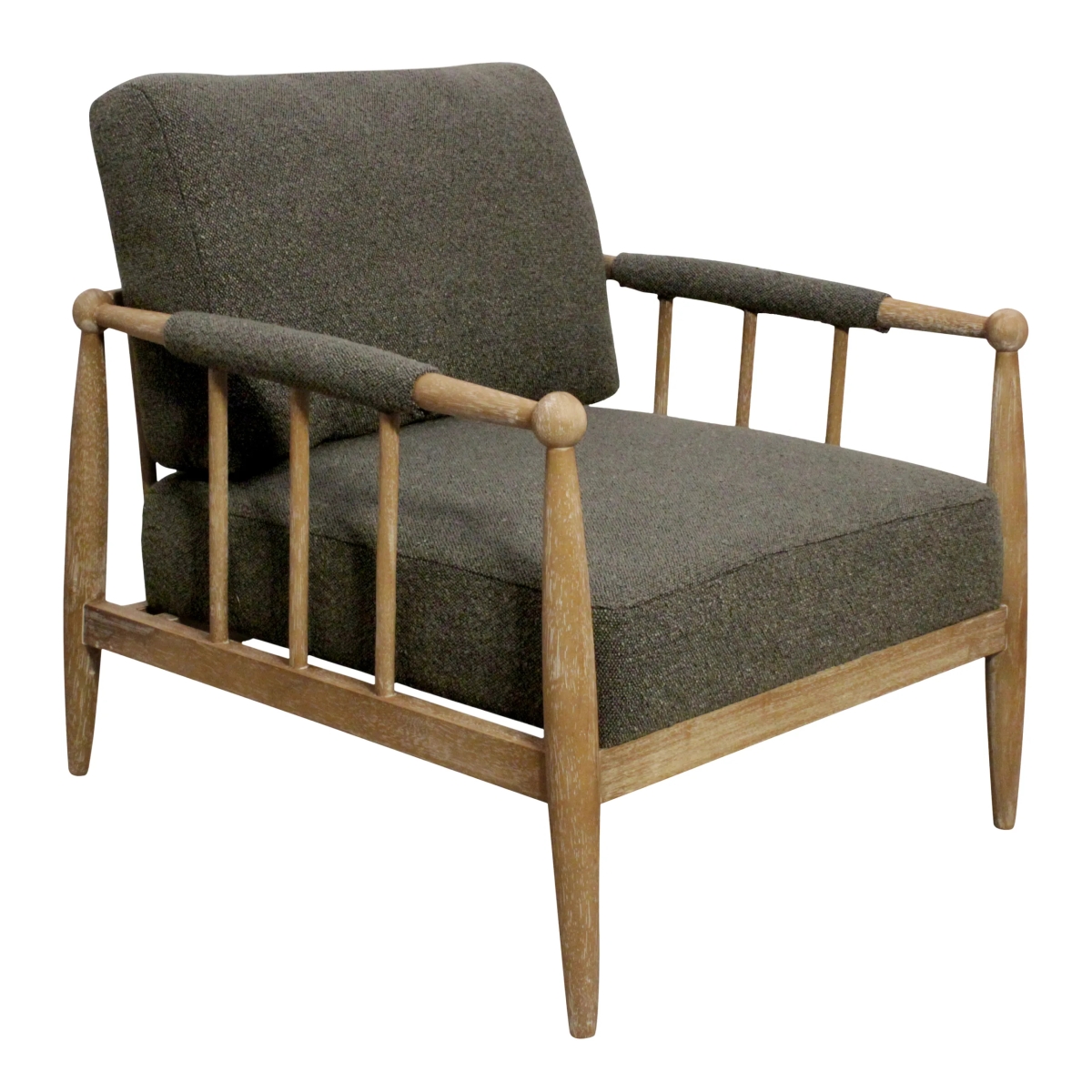 88023096 Venus Lounge Chair Boucle on Natural Solid Wood - Iron Ore