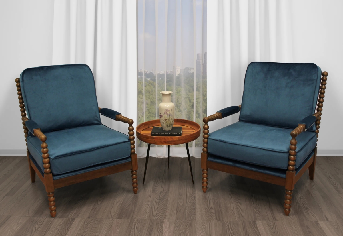 Holmes-Lounge-Set-2 Lounge Set with Tracy Natural Side Table & 2 Lounge Chairs - Teal - 3 Piece