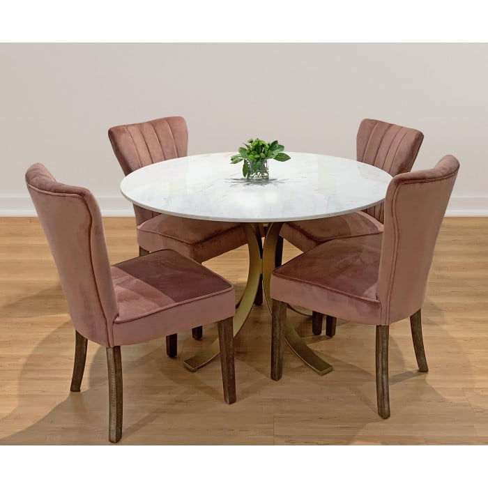 Lawrence48-88011082-2 48 in. Dining Table with Clive Chairs - Blush - Set of 2