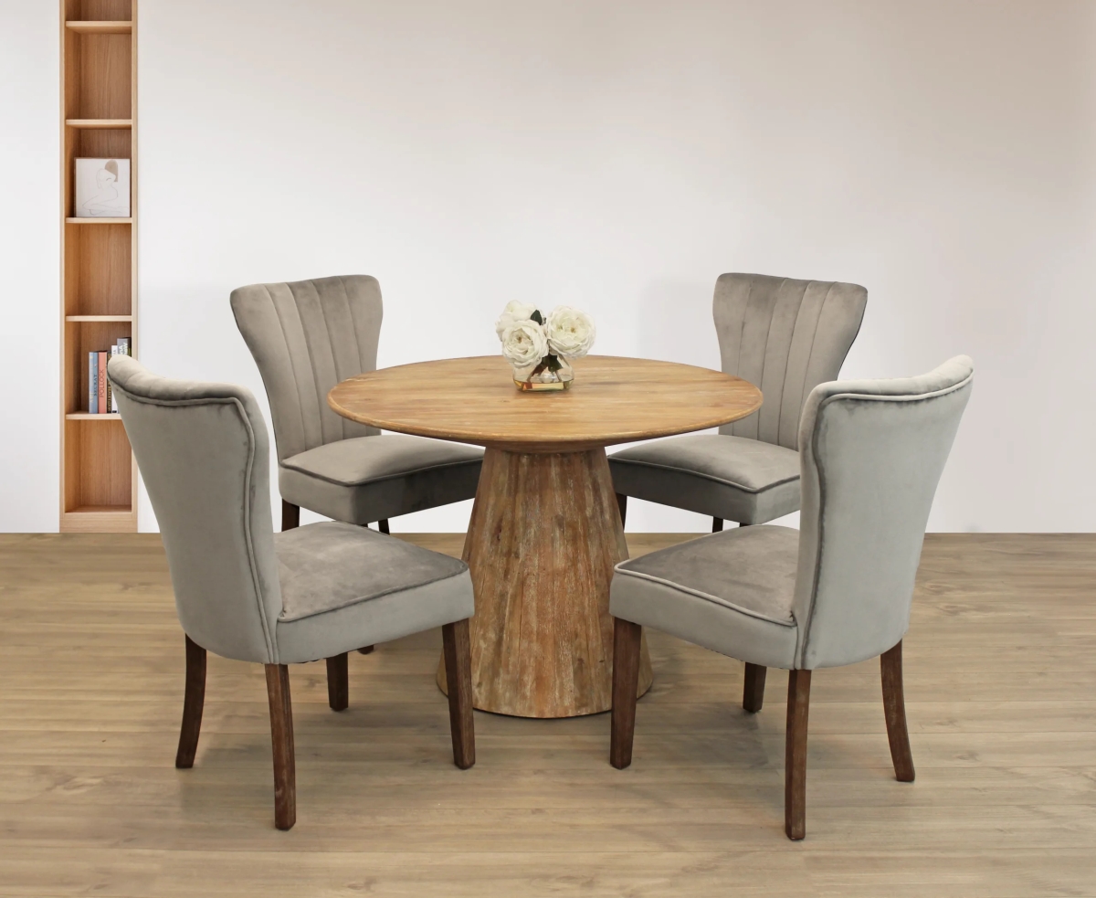 Jade42-88011081 42 in. Dining Set with Round Dining Table & Clive Chairs - Mink- 5 Piece - Set of 2