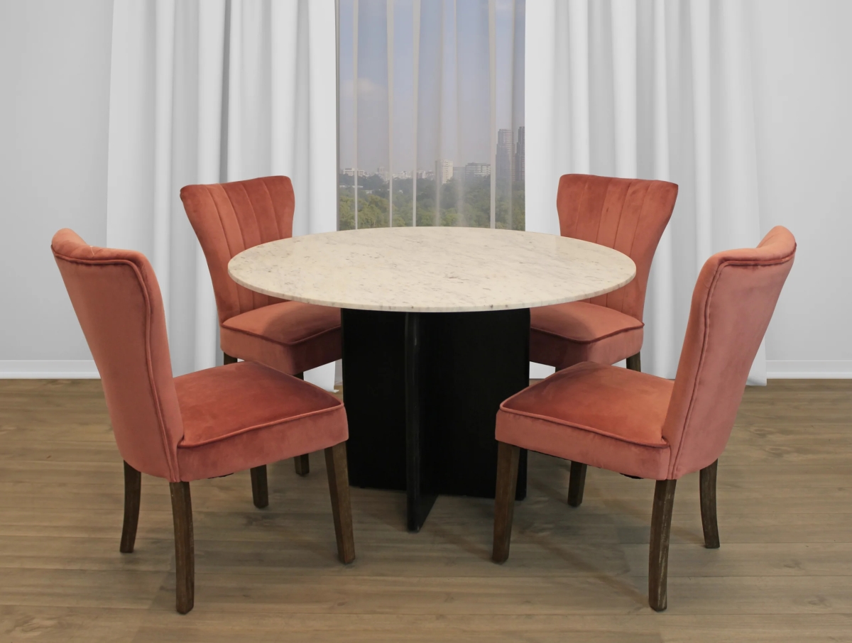 Terrain48-88011082-2 48 in. Dining Set with Round Dining Table & Chairs - Blush - 5 Piece - Set of 2