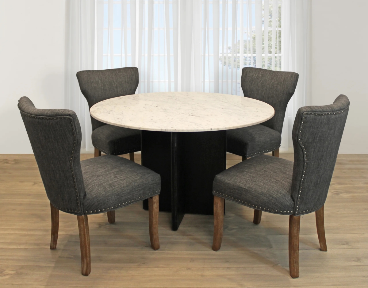 Terrain48-88011089-2 48 in. Dining Set with Round Dining Table - Dark Gray - 5 Piece - Set of 2