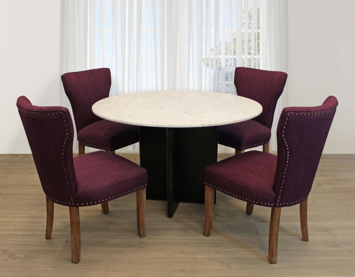 Terrain48-88011090-2 48 in. Dining Set with Round Dining Table & Chairs - Purple - 5 Piece - Set of 2