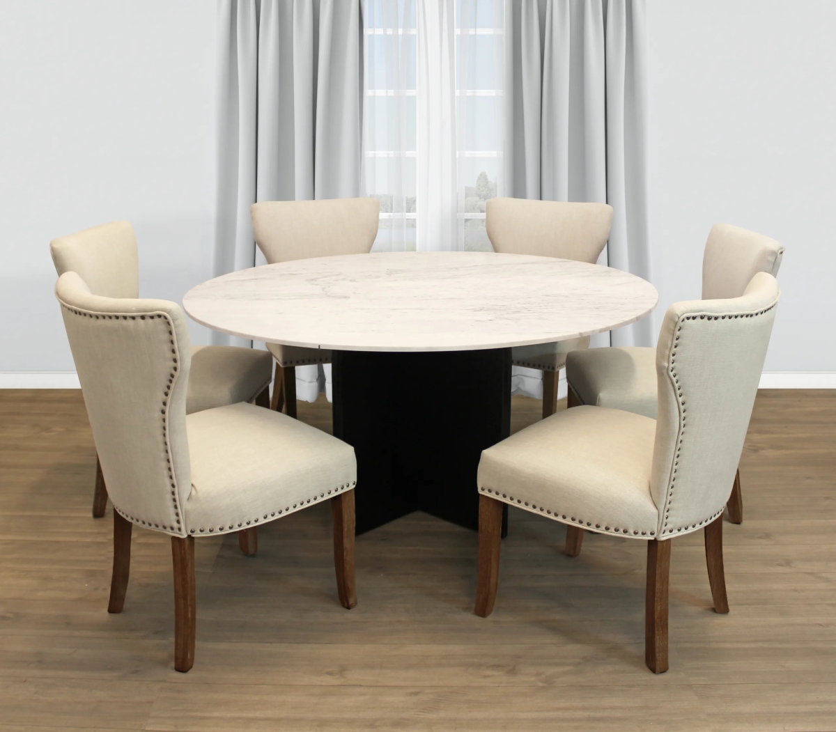 Terrain60-88011088-3 60 in. Dining Set with Oval Dining Table & 3 Chairs - Ivory - 7 Piece