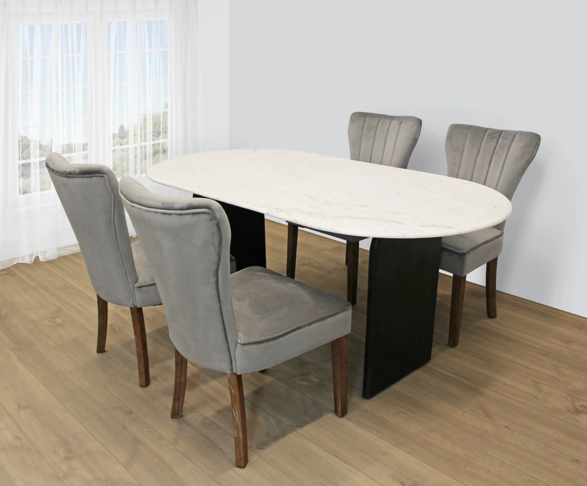 Terrain72-88011081-2 72 in. Dining Set with Round Dining Table & Clive Chairs - Mink - 7 Piece - Set of 2