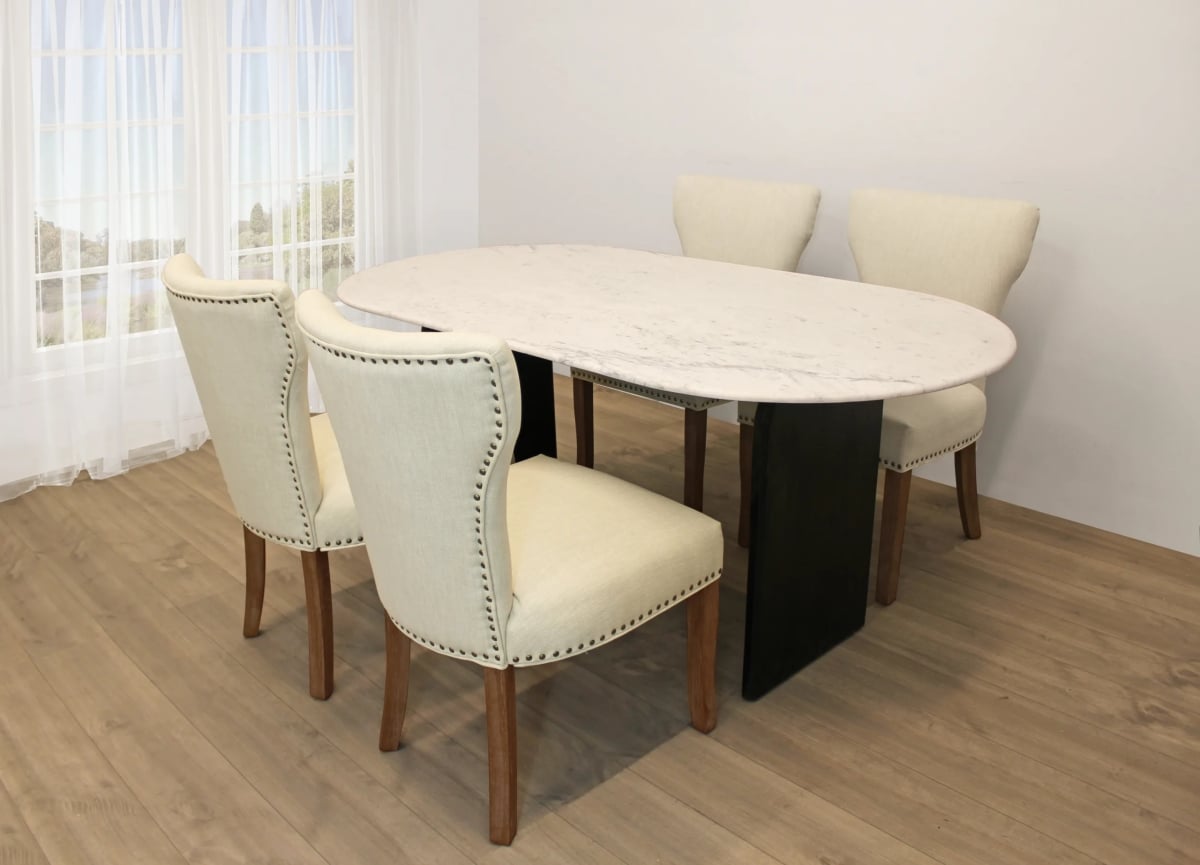 Terrain72-88011088-2 72 in. Dining Set with Oval Dining Table & Howell Chairs - Ivory - 5 Piece - Set of 2