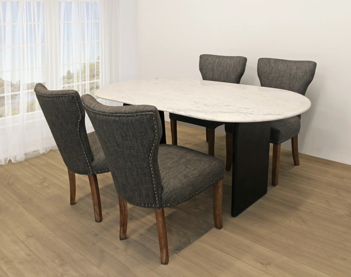 Terrain72-88011089-2 72 in. Dining Set with Oval Dining Table & Howell Chairs - Dark Gray - 5 Piece - Set of 2