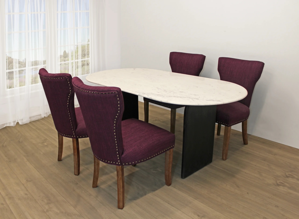 Terrain72-88011090-2 72 in. Dining Set with Oval Dining Table & Howell Chairs - Purple - 5 Piece - Set of 2