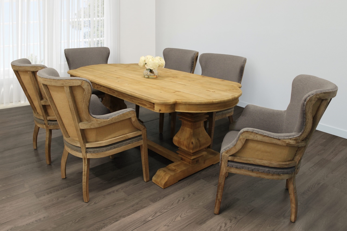 Kari-88011097-6 84 in. Dining Set with Rectangular Dining Table, 6 Phelps Chairs - Gray - 7 Piece