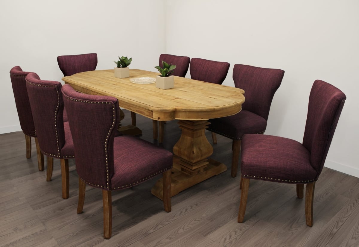 Kari-88011090-4 84 in. Dining Set with Rectangular Dining Table, 8 Howell Chairs - Purple - 9 Piece