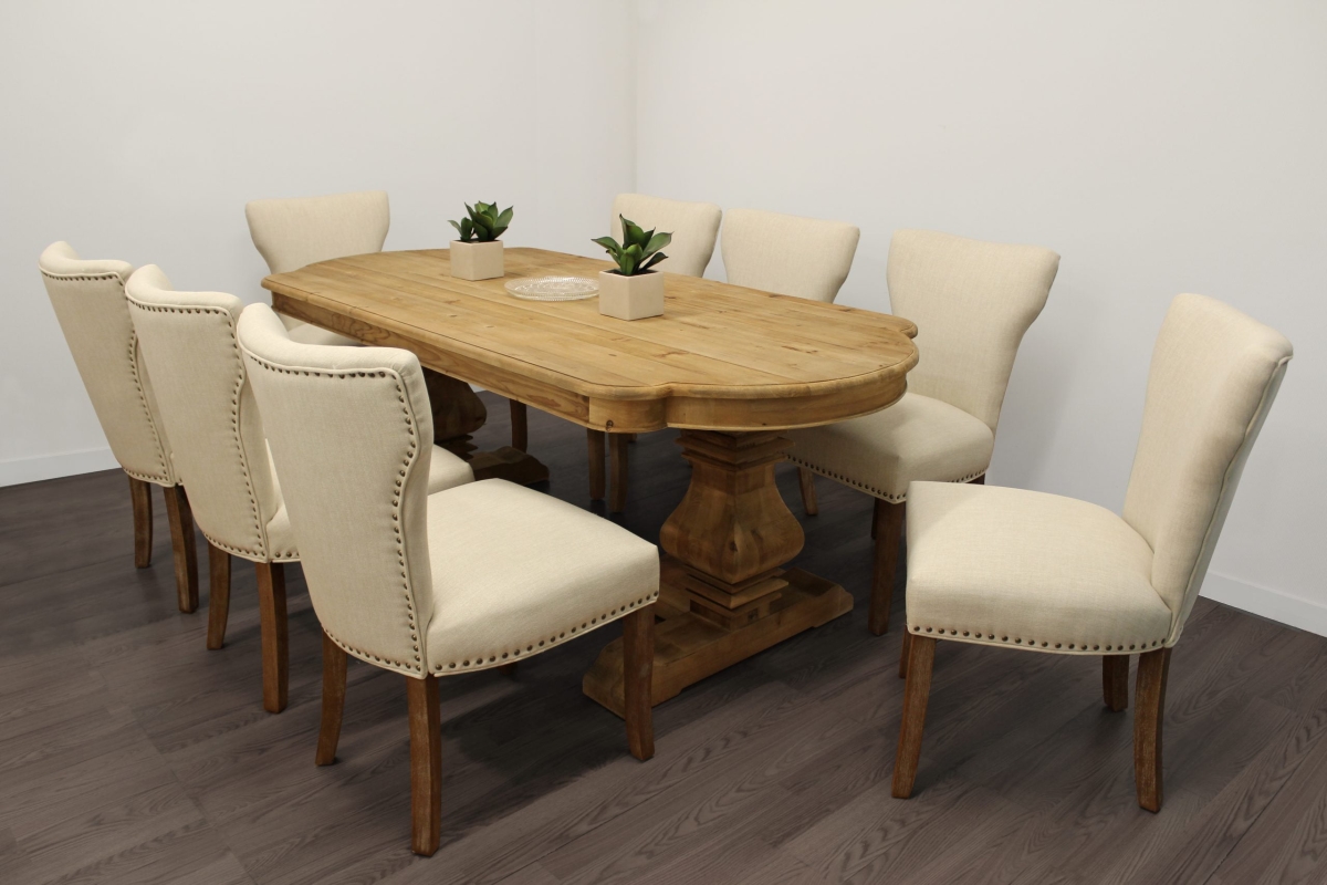 Kari-88011088-4 84 in. Dining Set with Rectangular Dining Table, 8 Howell Chairs - Natural - 9 Piece