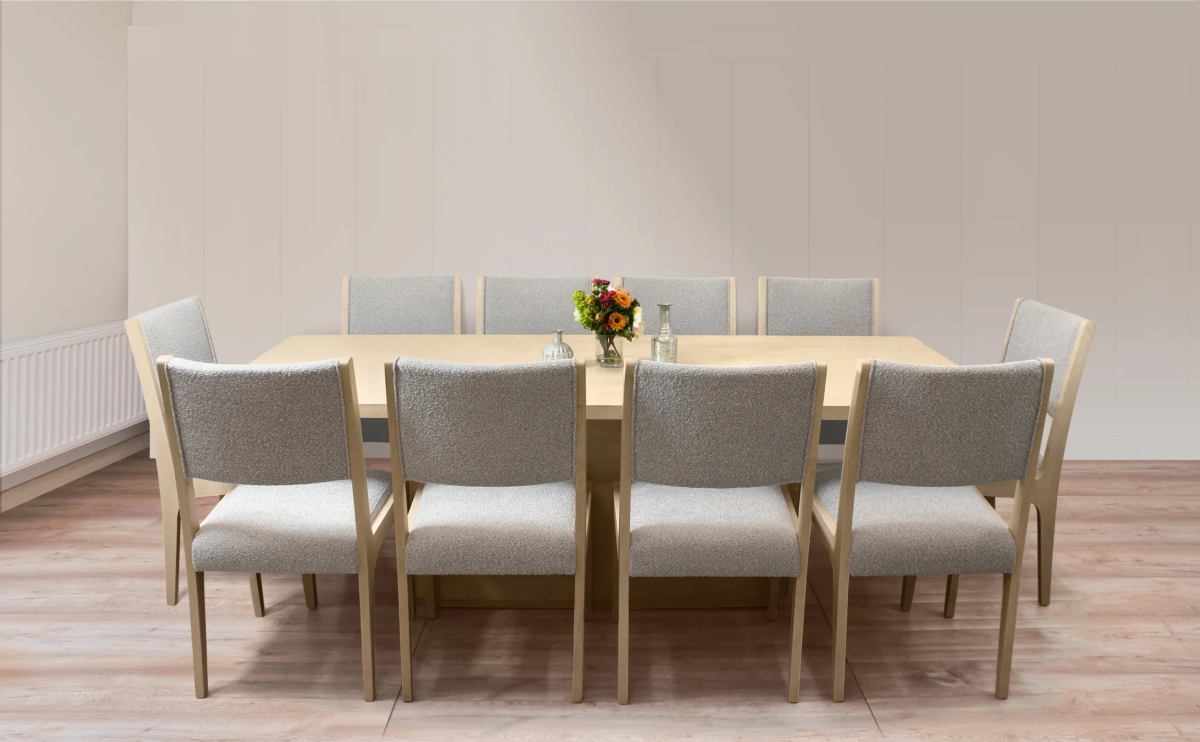 Sedona96-88011099-5 96 in. Dining Set with 10 Ash Boucle Chairs - Silver - 11 Piece
