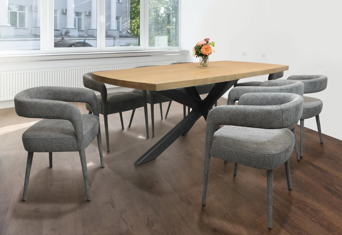 Damian82-88011105-4 82 in. Dining Set with Table & 8 Belfast Chairs - Grey - 9 Piece