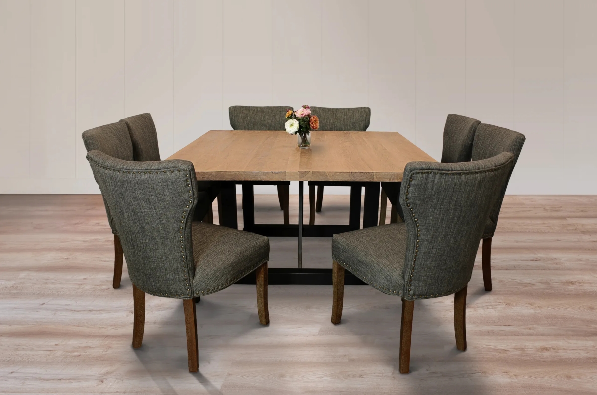 Damian60S-88011089-4 Dining Set with 8 Howell Chairs - Dark Gray - 9 Piece