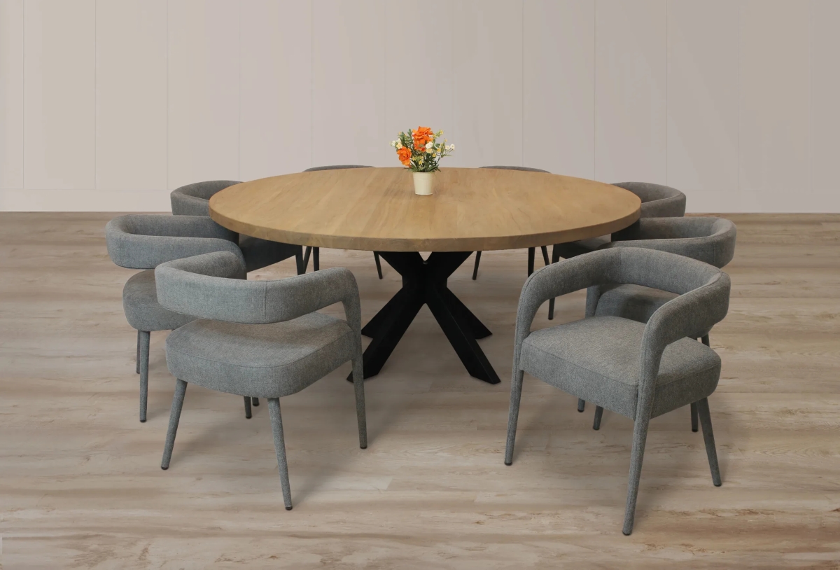 Damian72R-88011105-4 Dining Set with 8 Belfast Chairs - Dark Gray - 9 Piece