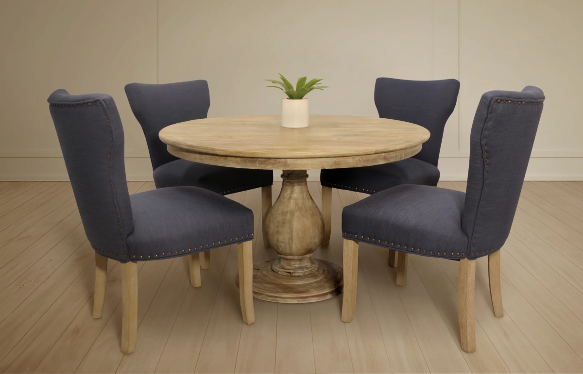 Jensen48-88011095-2 Dining Set with 4 Howell Chairs - Blue - 5 Piece