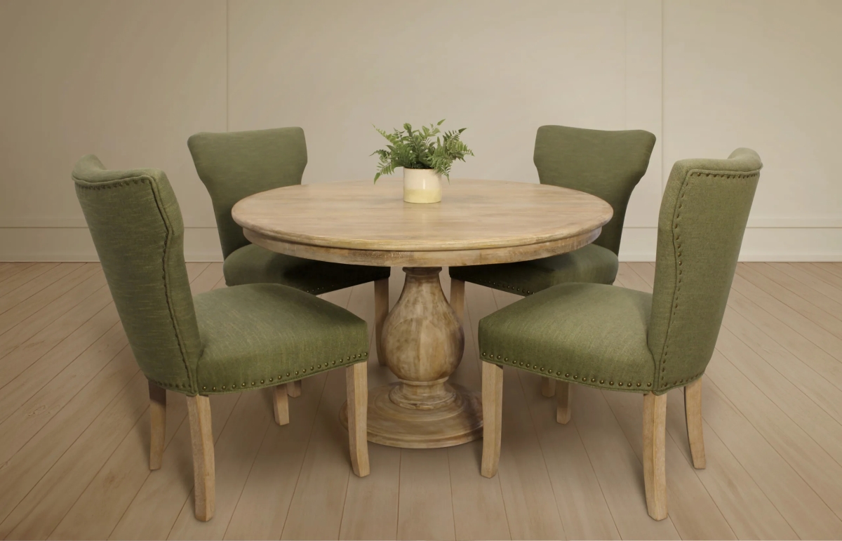 Jensen48-88011096-2 Dining Set with 4 Howell Chairs - Green - 5 Piece