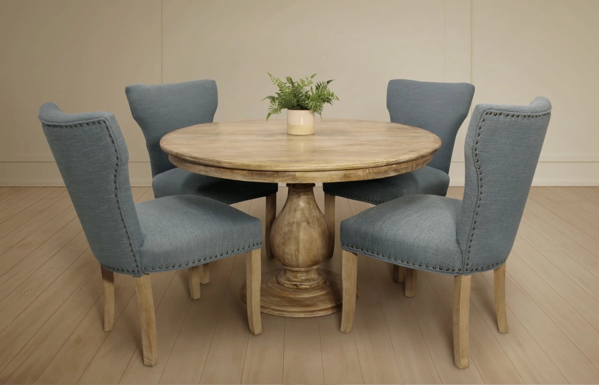 Jensen48-88011110-2 Dining Set with 4 Howell Chairs - Denim Blue - 5 Piece