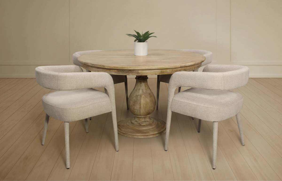 Jensen48-88011104-2 Dining Set with 4 Belfast Chairs - Ivory - 5 Piece