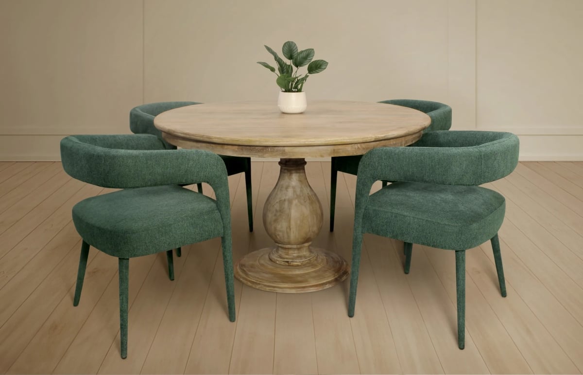 Jensen48-88011106-2 Dining Set with 4 Belfast Chairs - Teal - 5 Piece