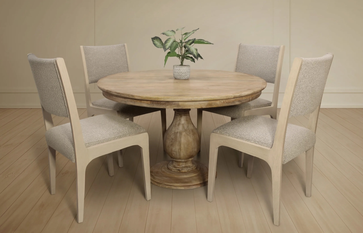 Jensen48-88011099-2 Dining Set with 4 Ashton Boucle Chairs - Silver - 5 Piece