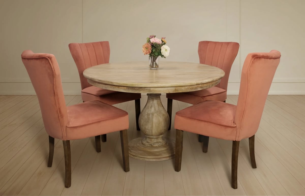 Jensen48-88011082-2 Dining Set with 4 Clive Velvet Chairs - Blush - 5 Piece