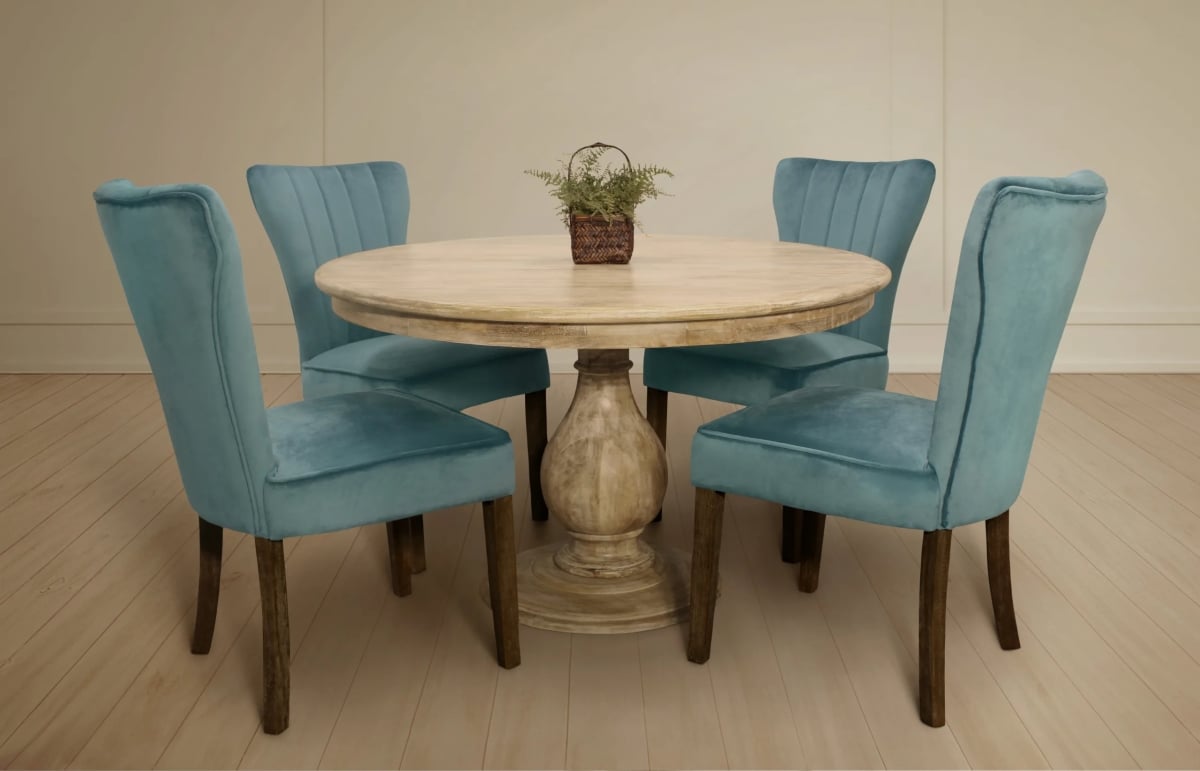 Jensen48-88011083-2 Dining Set with 4 Clive Velvet Chairs - Teal - 5 Piece