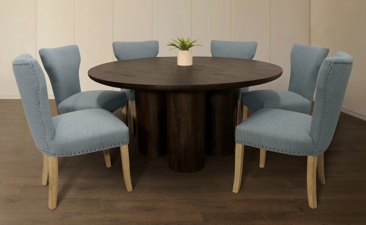 Syracuse63R-88011110-3 63 in. Dining Table with Howell Side Chairs - Denim Blue - Set of 3